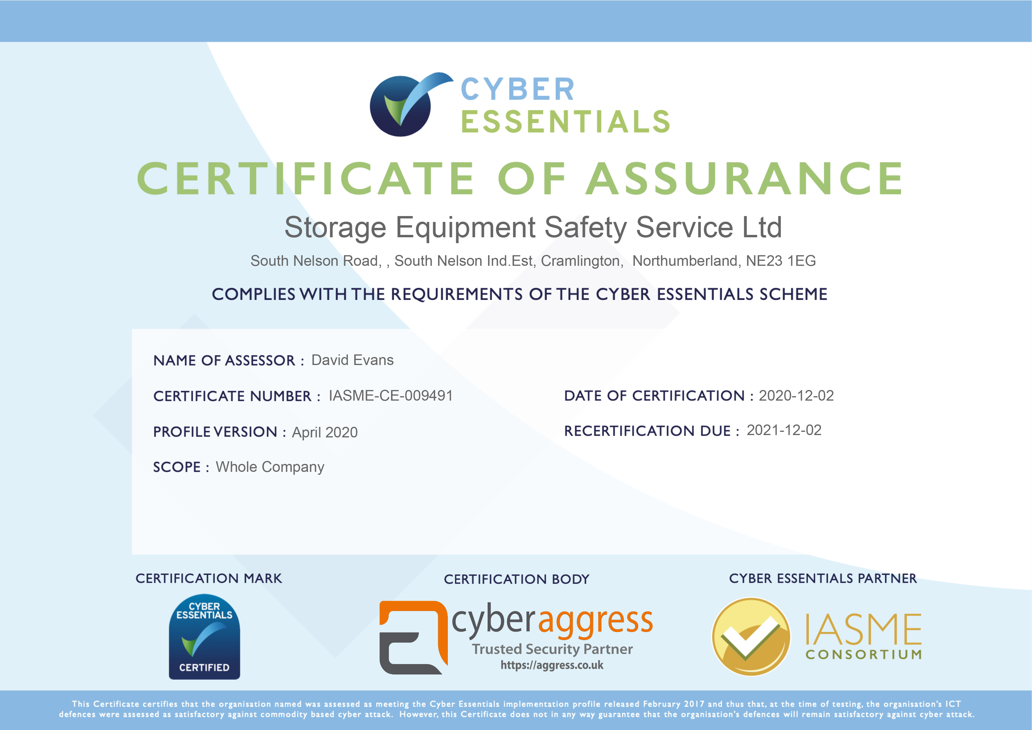 Accreditation Storage Equipment Safety Service Ltd