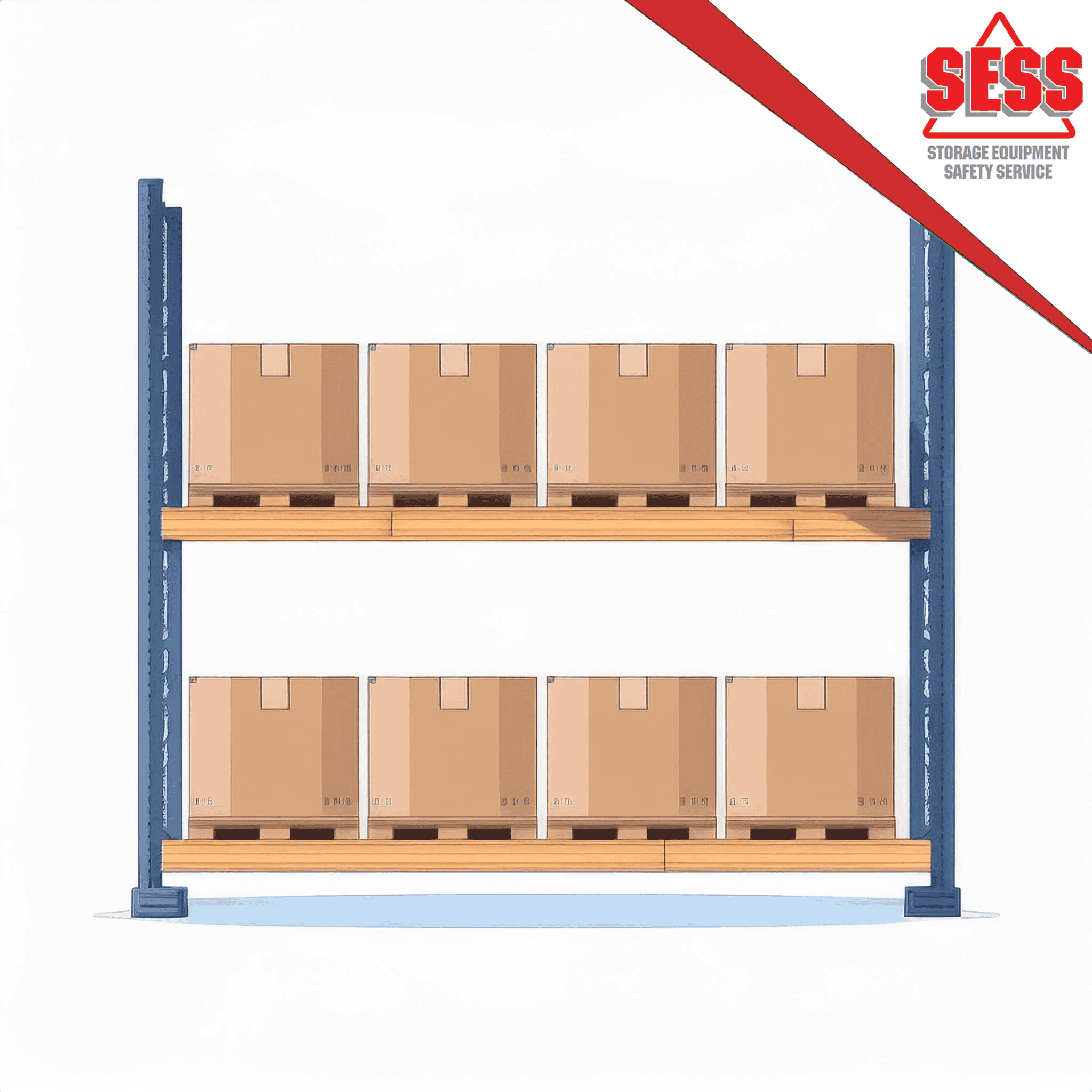 Vector Image of Pallet Racking with SESS Logo in top right corner